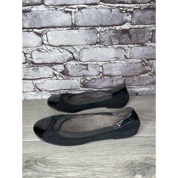 Vionic Spark Tiegan Black Suede Leather Patent Toe Ballet Flats Women Sz 9.5M US - Picture 6 of 16